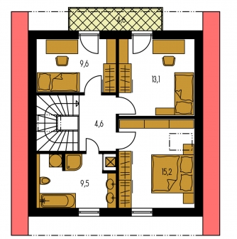 Image miroir | Plan de sol du premier étage - KOMPAKT 34